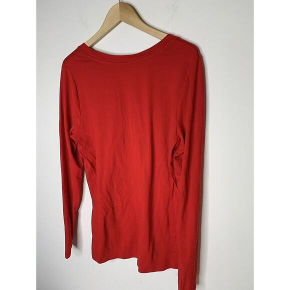 Simple Pleasures Womens Size L Long Sleeve Shirt Merry and Bright Christmas Red - Picture 5 of 7